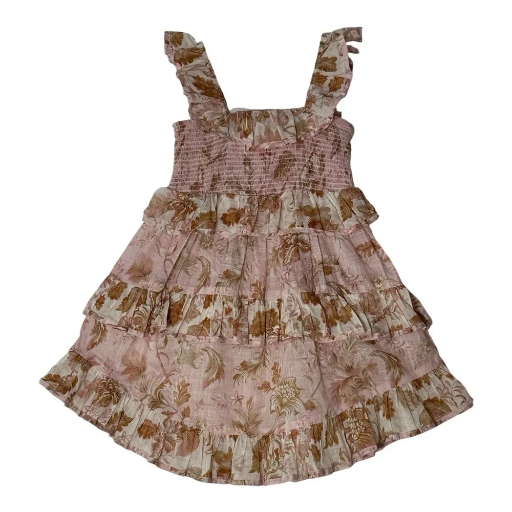 ZIMMERMANN Kids Girls Dress Size 4 Floral Sleeveless Ruffle Luxury Coquette